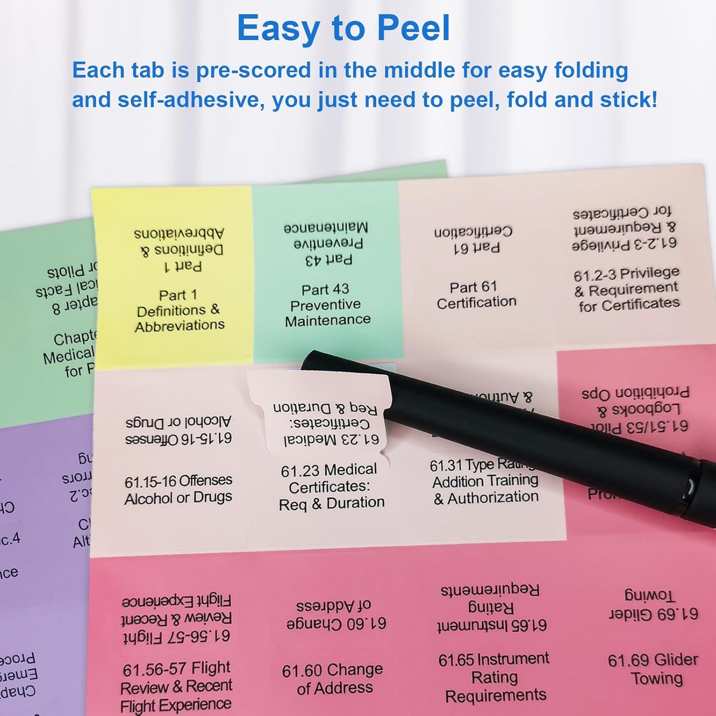 FAR AIM 2026 Index Tabs for private pilots (Book NOT Included, Include 93pcs Tear-Resistant Color-Coded and Laminated Tabs with Bookmark and Placement Template