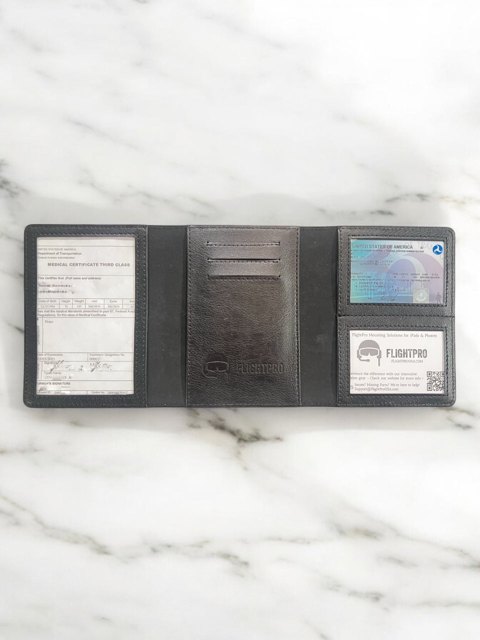 Ðirect-To Pilot Wallet with Designated Slots for License, Passport