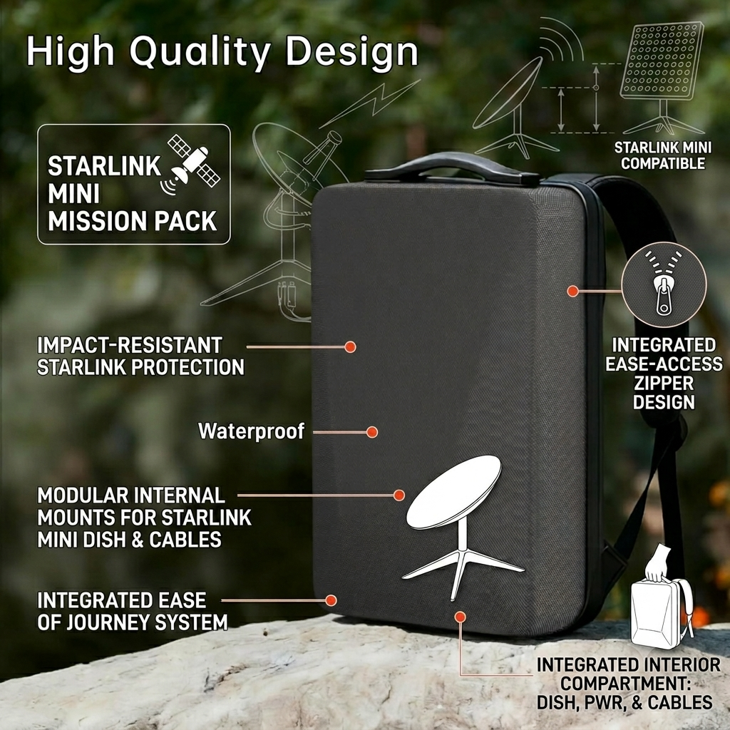 FlightPro Protective Backpack Case for the Starlink Mini – Hard Shell All-in-One Secure Storage System for Aviation Electronics, iPad, Power Cables & Flight Gear