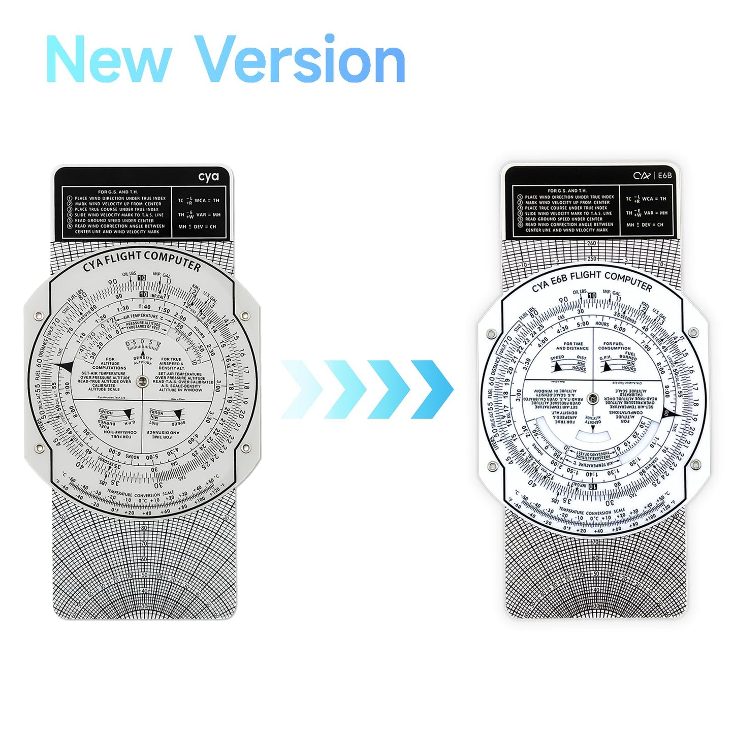 CYA E6B Plastic Flight Computer, Upgrade Aviation Pilot Flight Computer Calculator Standard Flying Training Student Use with IFR VFR Sectional Charts