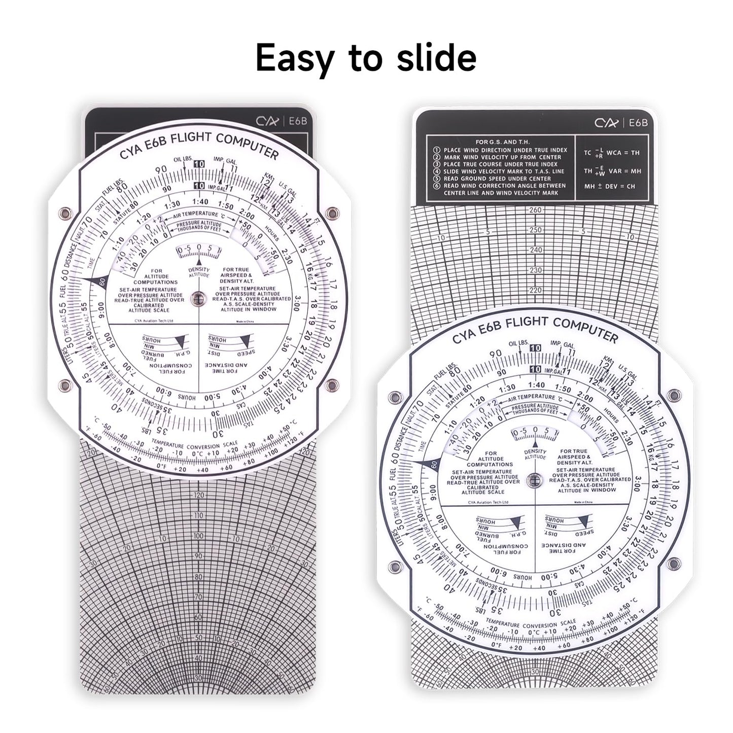 CYA E6B Plastic Flight Computer, Upgrade Aviation Pilot Flight Computer Calculator Standard Flying Training Student Use with IFR VFR Sectional Charts