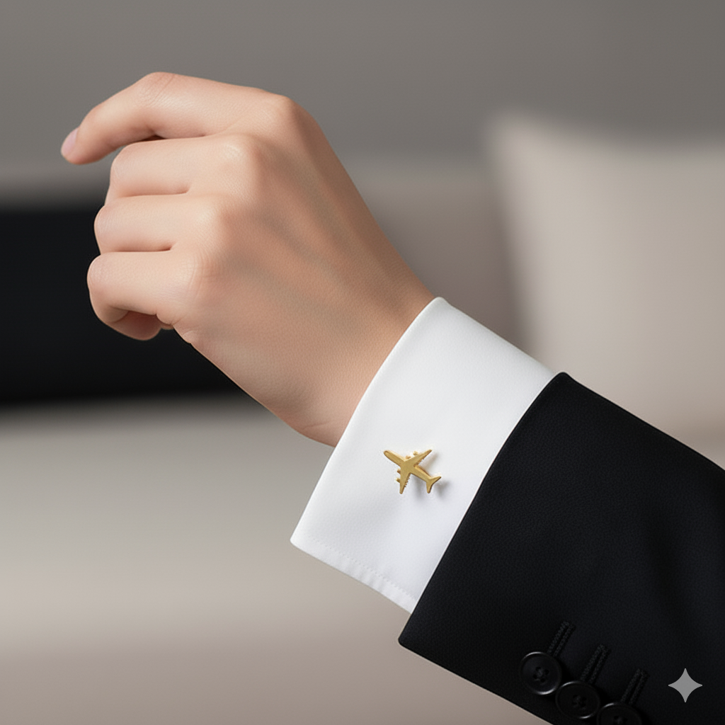 Premium Stainless Steel Airplane Cufflinks – Aviation Jewelry for Men