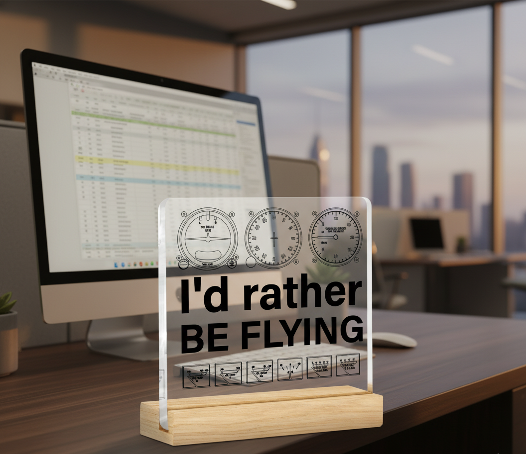 Funny Aviation Acrylic Plaque – Pilot Desk Sign & Office Decor – Unique Gifts for Pilots, Airplane Lovers, & Men’s Man Cave – Freestanding Shelf Decor