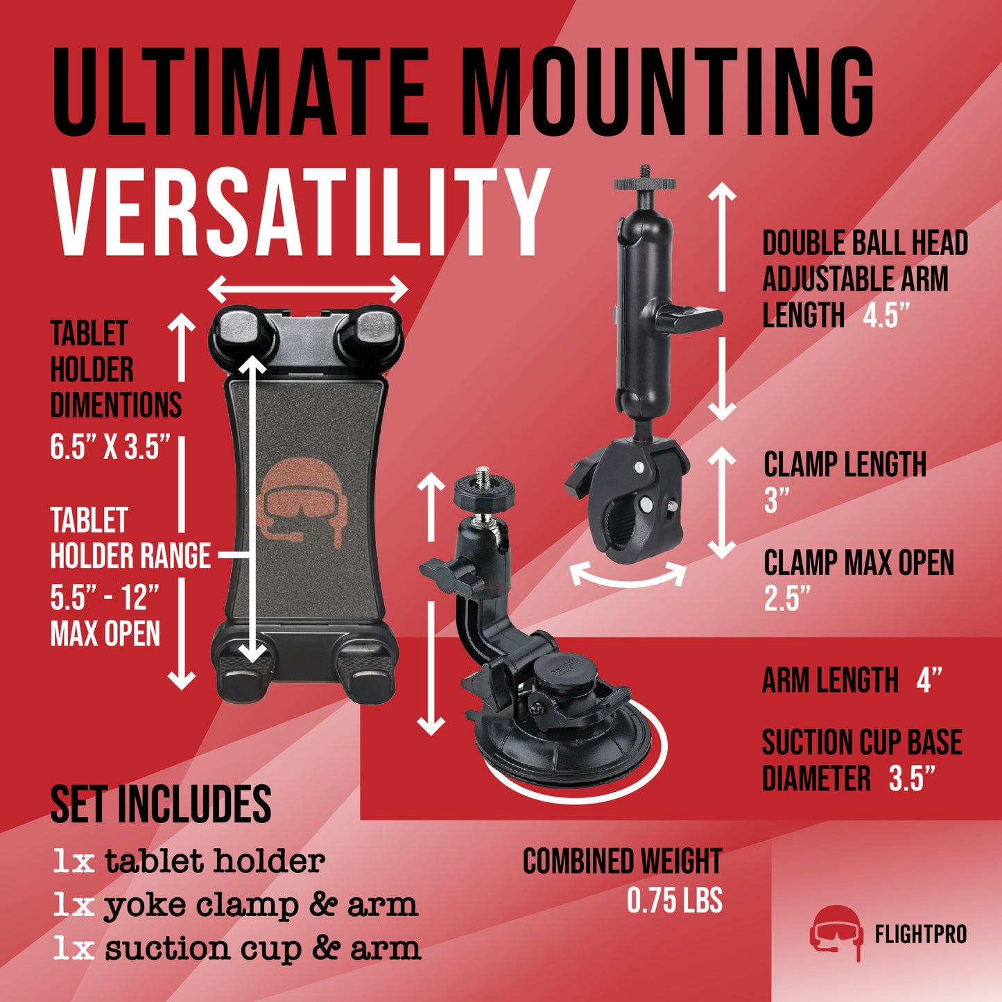 ProAviator Cockpit Yoke Mount and Suction Cup Set | Multi-Device Tablet & Phone Holder