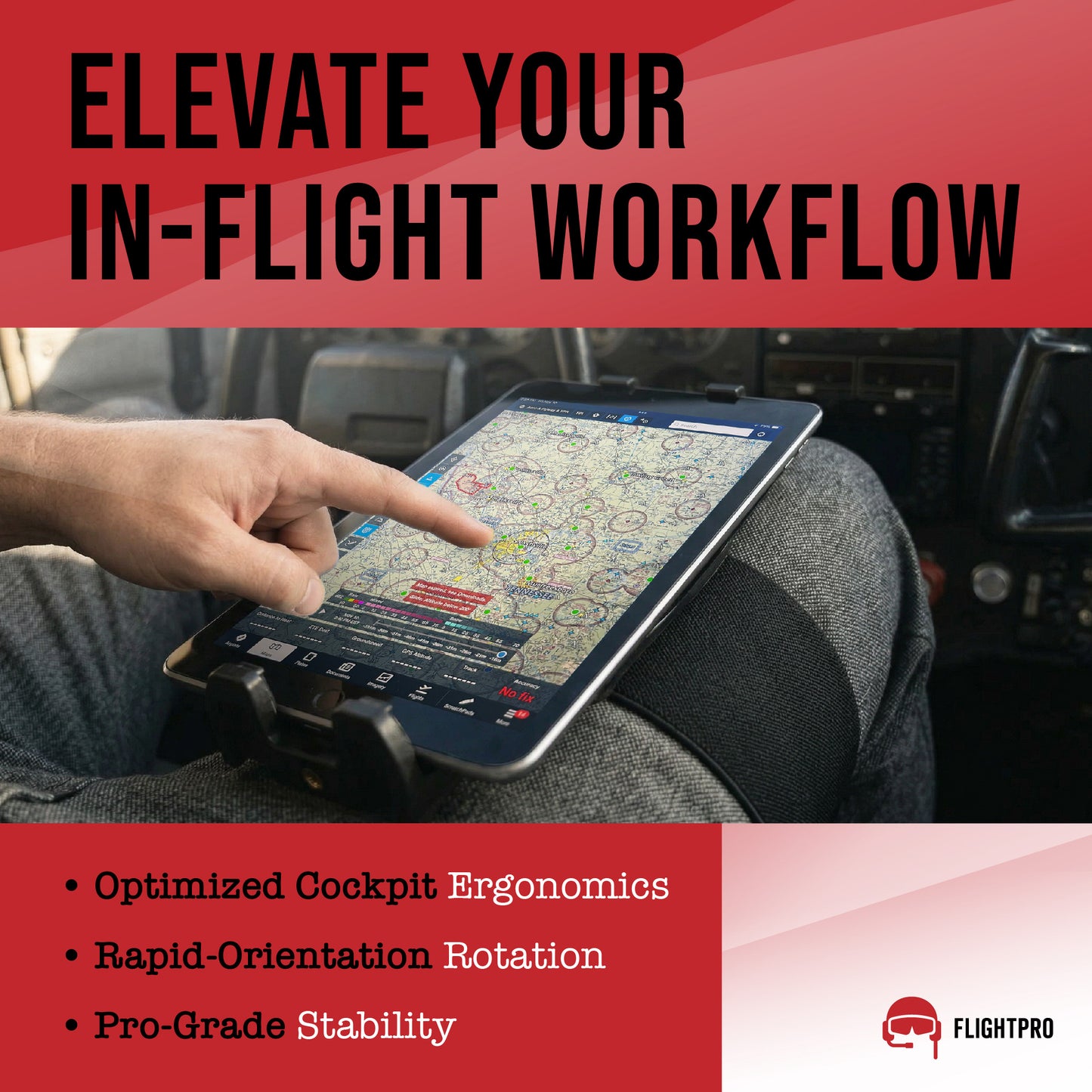 ProAviator Pilot Kneeboard for iPad & Phones (5"-13"), 360° Rotating Tablet Mount with Adjustable Tilt, Fits iPad Pro, Air, Mini & Galaxy Tab