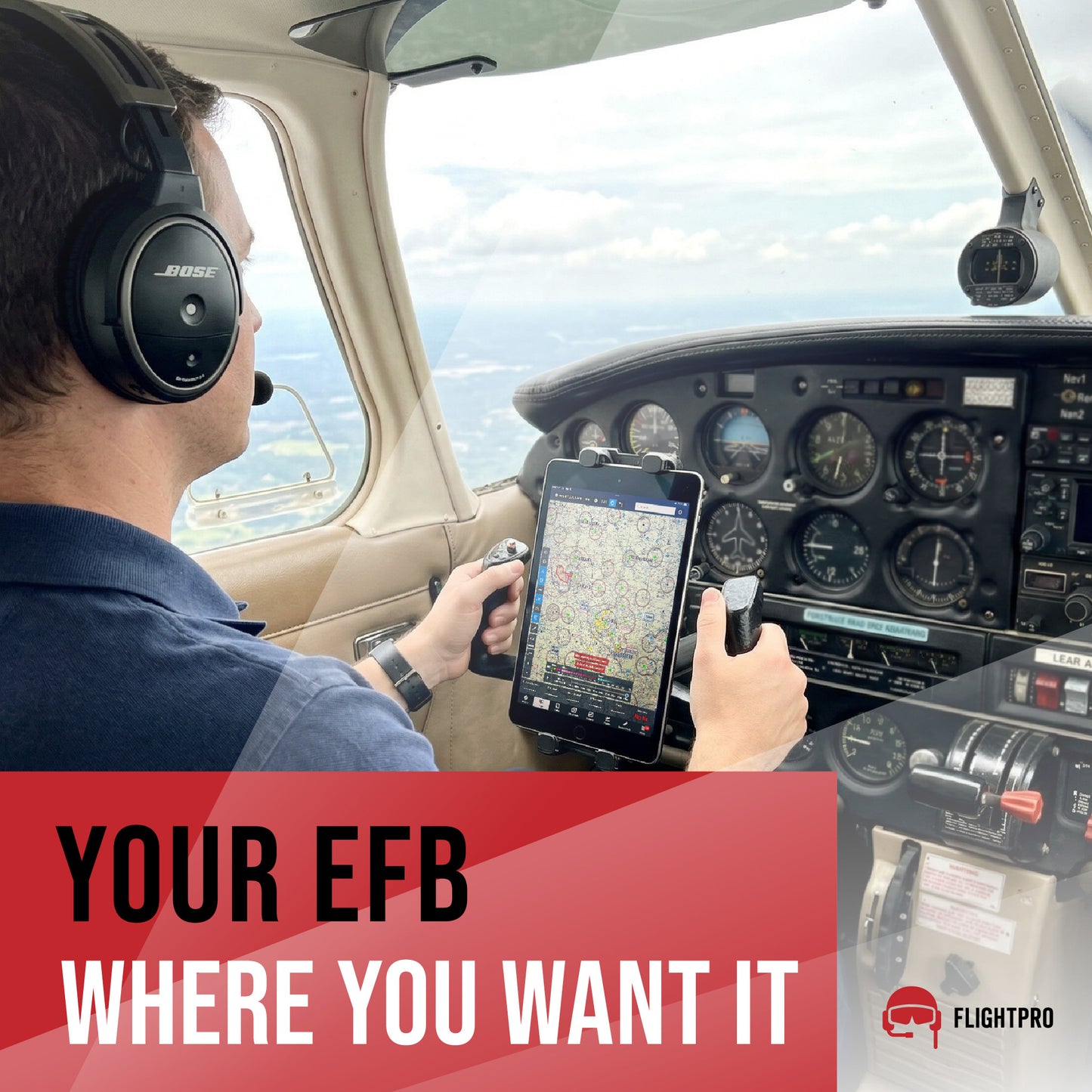 FlightPro ProAviator Yoke Mount for iPad Pro 12.9", iPad Mini & Phones