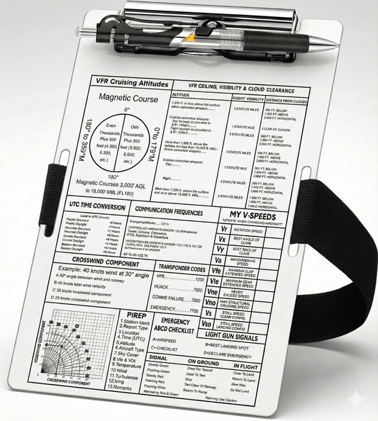 Aluminum Pilot Kneeboard, Pilot Writing Board with Pen Holder and Elastic Strap