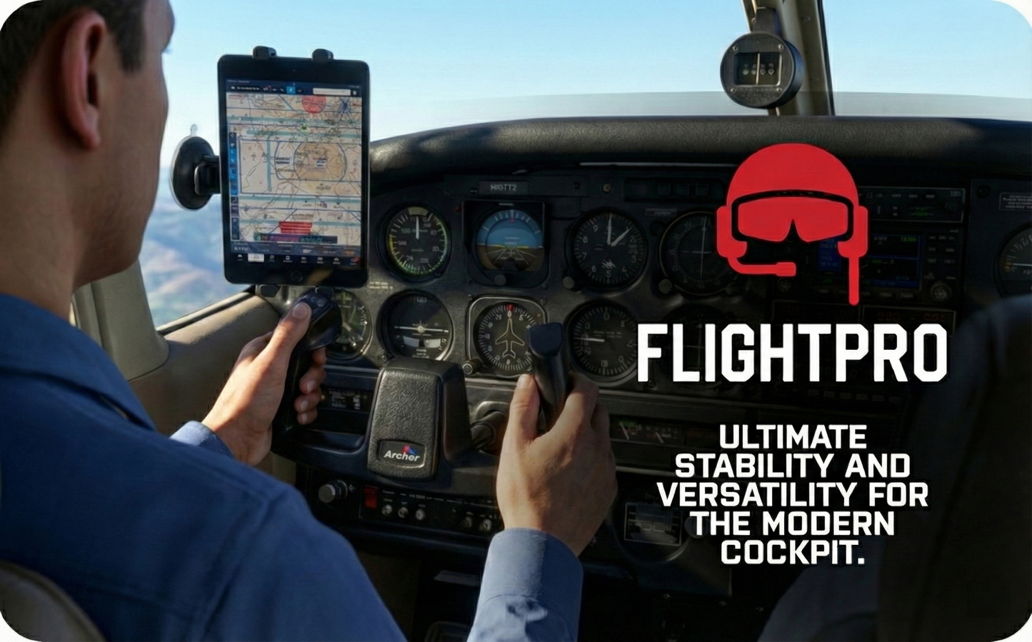 FlightPro ProAviator Suction Cup Mount - Curved Arm - Supports Multi Angle Display - for Pilots, General Aviation