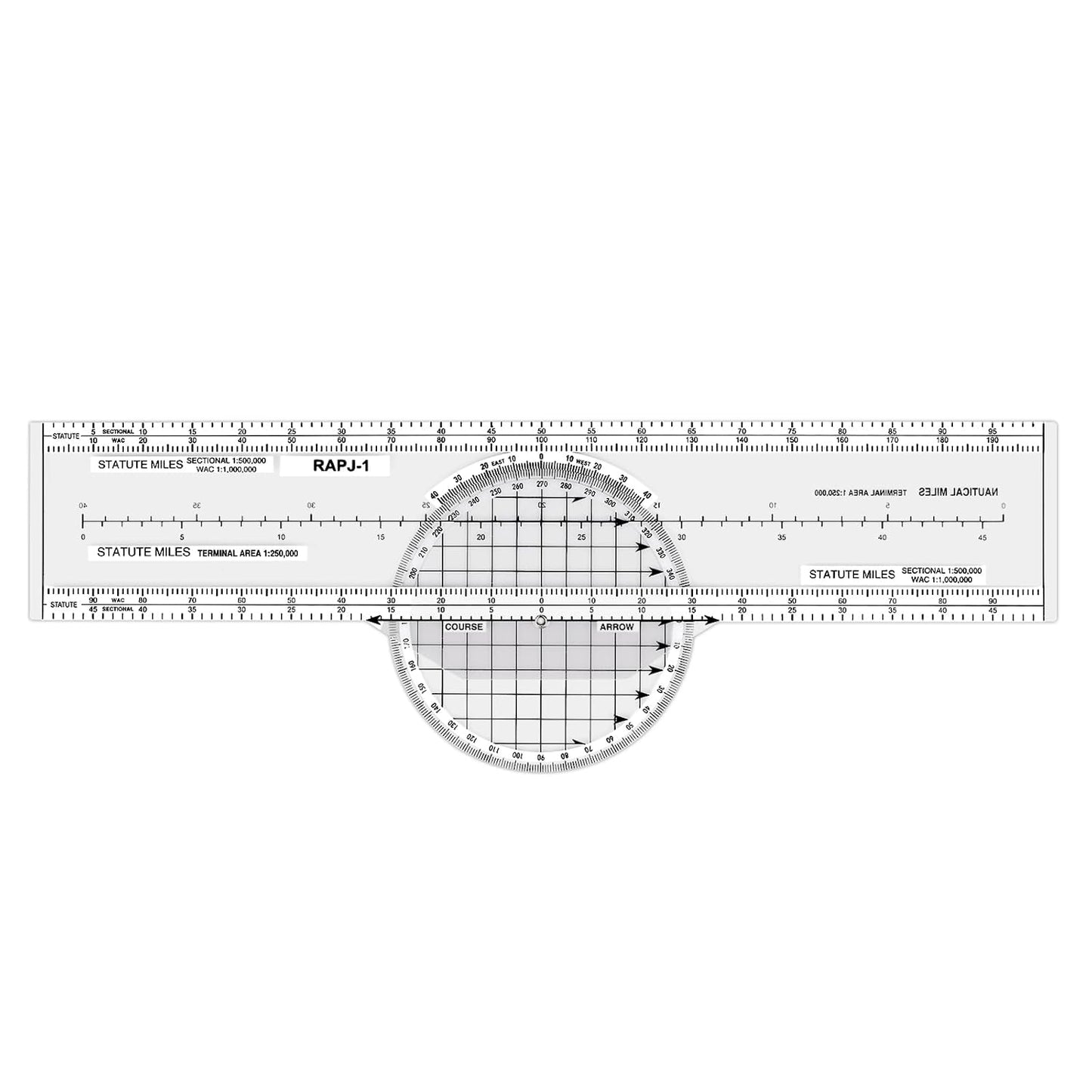 8-Function Aviation Plotter – Rotating Azimuth for Student Pilots & VFR Navigation