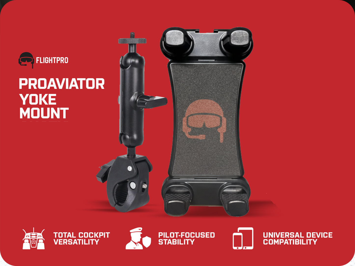 FlightPro ProAviator Yoke Mount for iPad Pro 12.9", iPad Mini & Phones