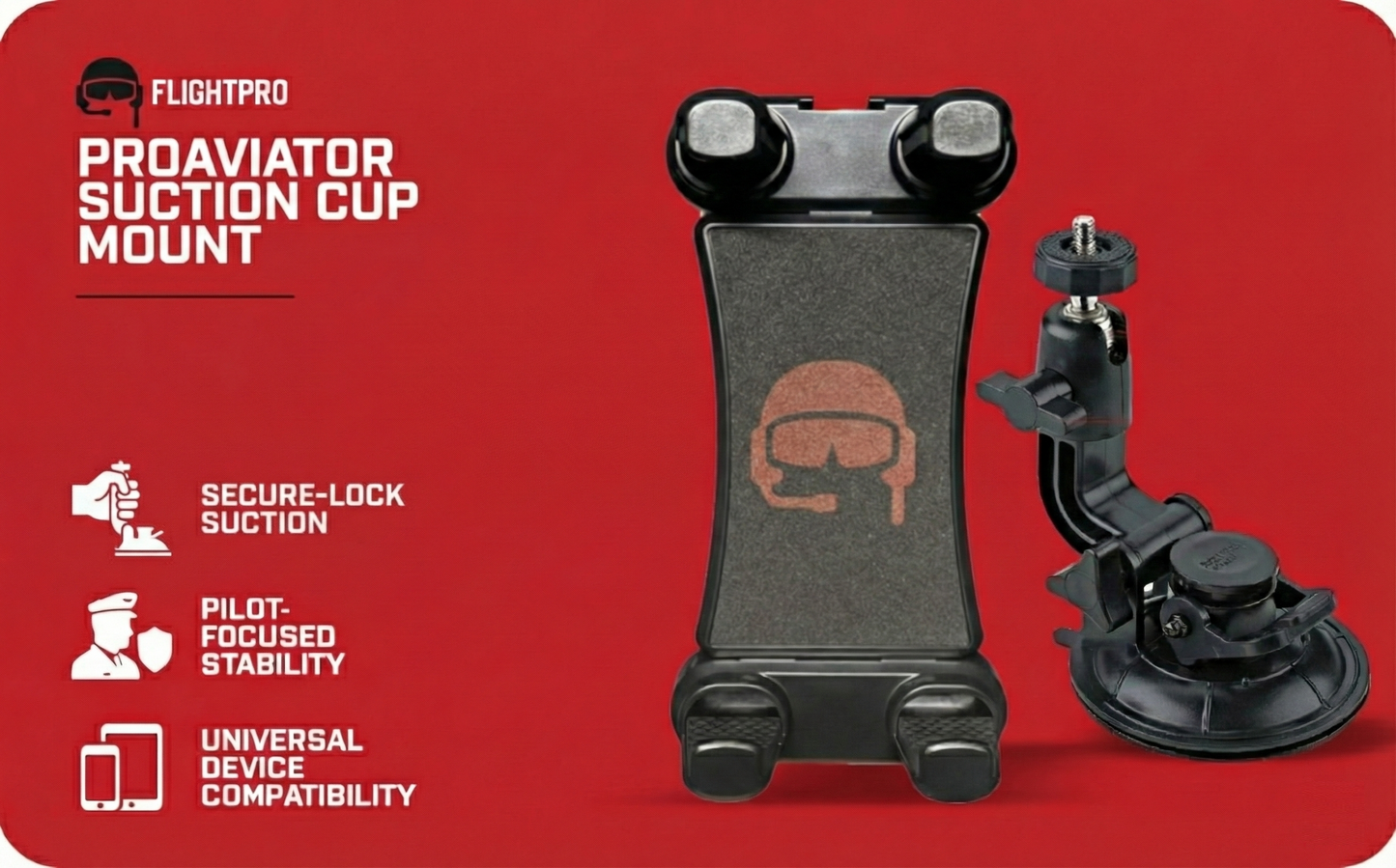 FlightPro ProAviator Suction Cup Mount - Curved Arm - Supports Multi Angle Display - for Pilots, General Aviation