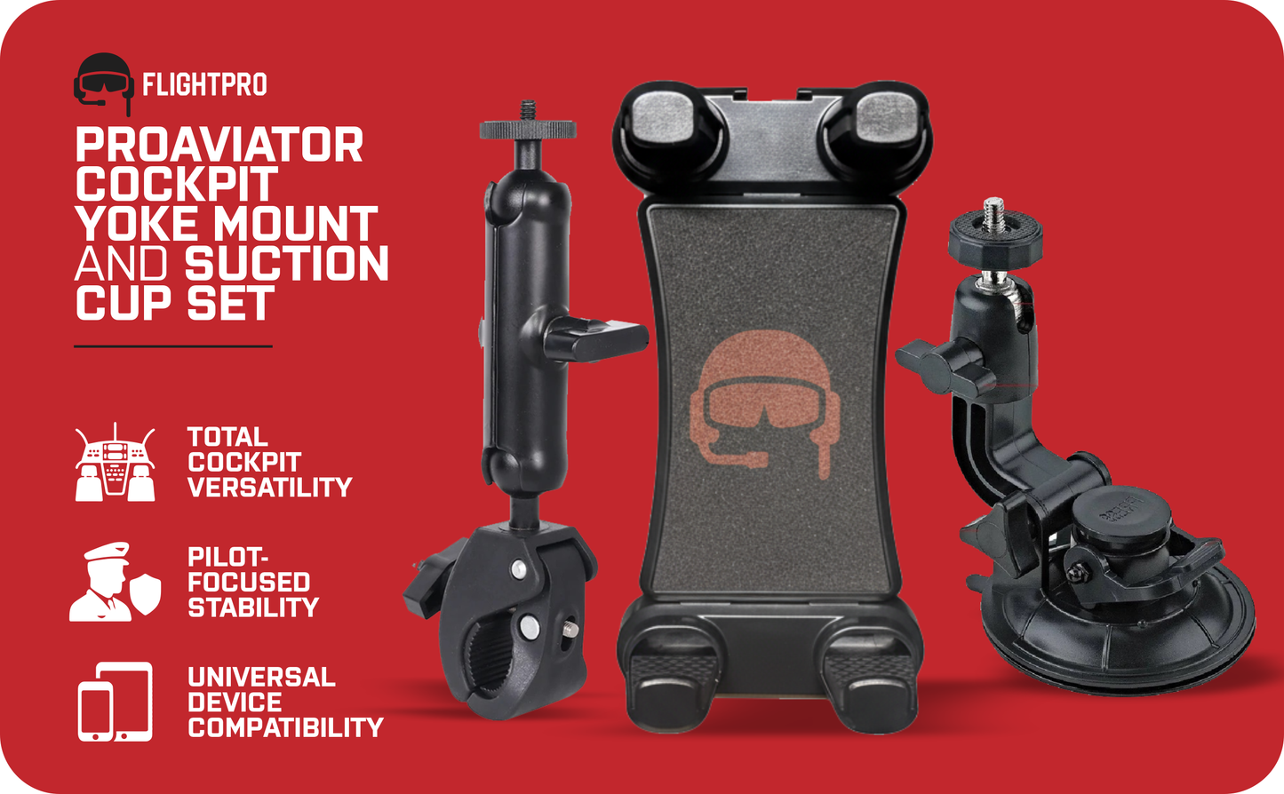 ProAviator Cockpit Yoke Mount and Suction Cup Set for iPads