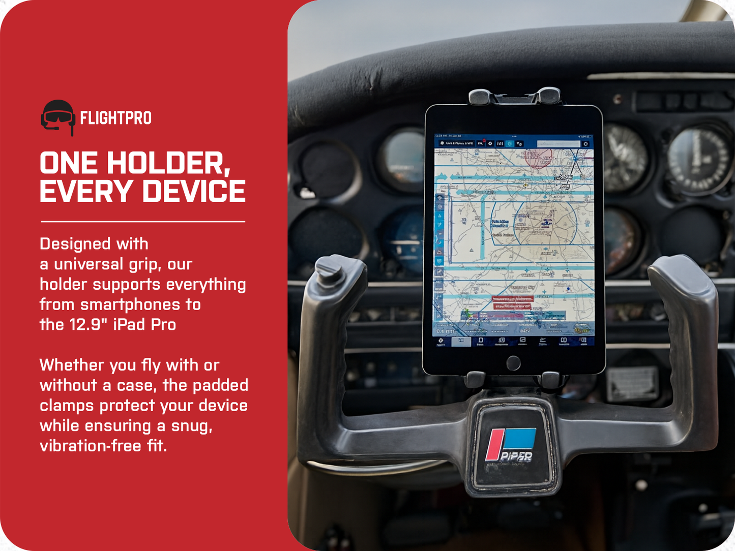 FlightPro ProAviator Yoke Mount for iPad Pro 12.9", iPad Mini & Phones