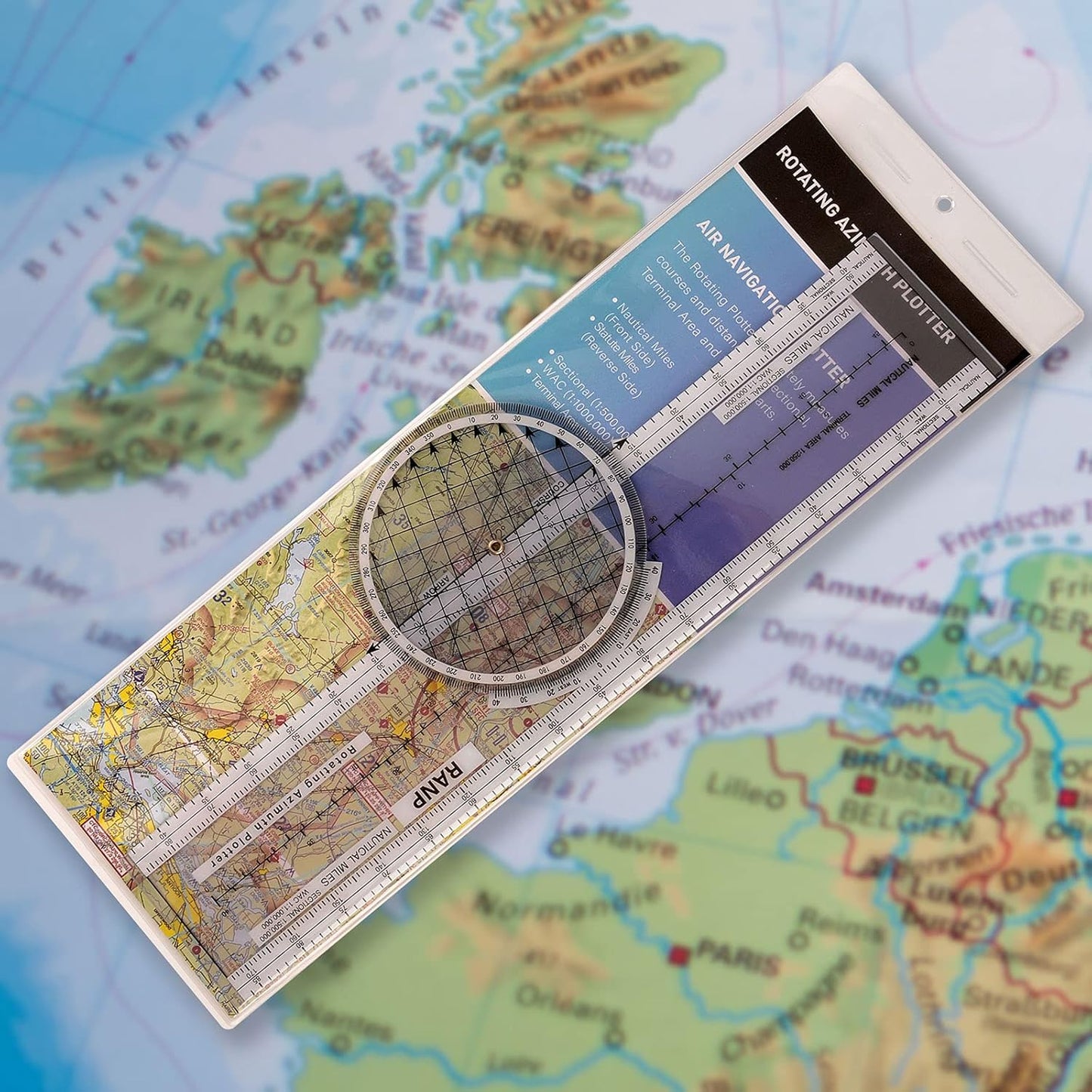 8-Function Aviation Plotter – Rotating Azimuth for Student Pilots & VFR Navigation