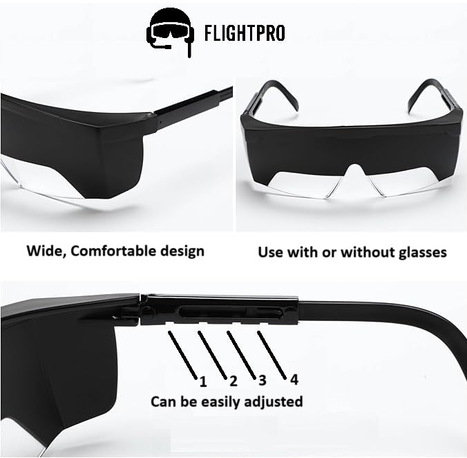 FOGGLES IFR Flight Training Glasses - Pilot Training & Simulating IMC, Sun Glare Protection, Adjustable Temples for Comfort, Hard Case