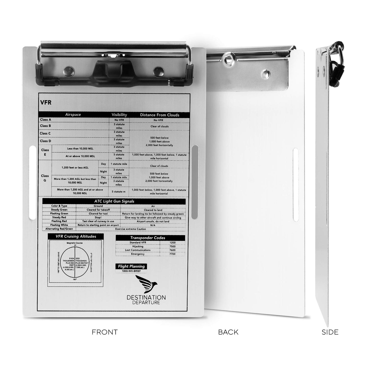 Destination Departure Pilot Kneeboard – Aluminum Pilot Writing Board – 5.5 x 8 Inch Knee Board Clipboard – Metal Clip and Practical Pen Holder – Comfortable Elastic Strap