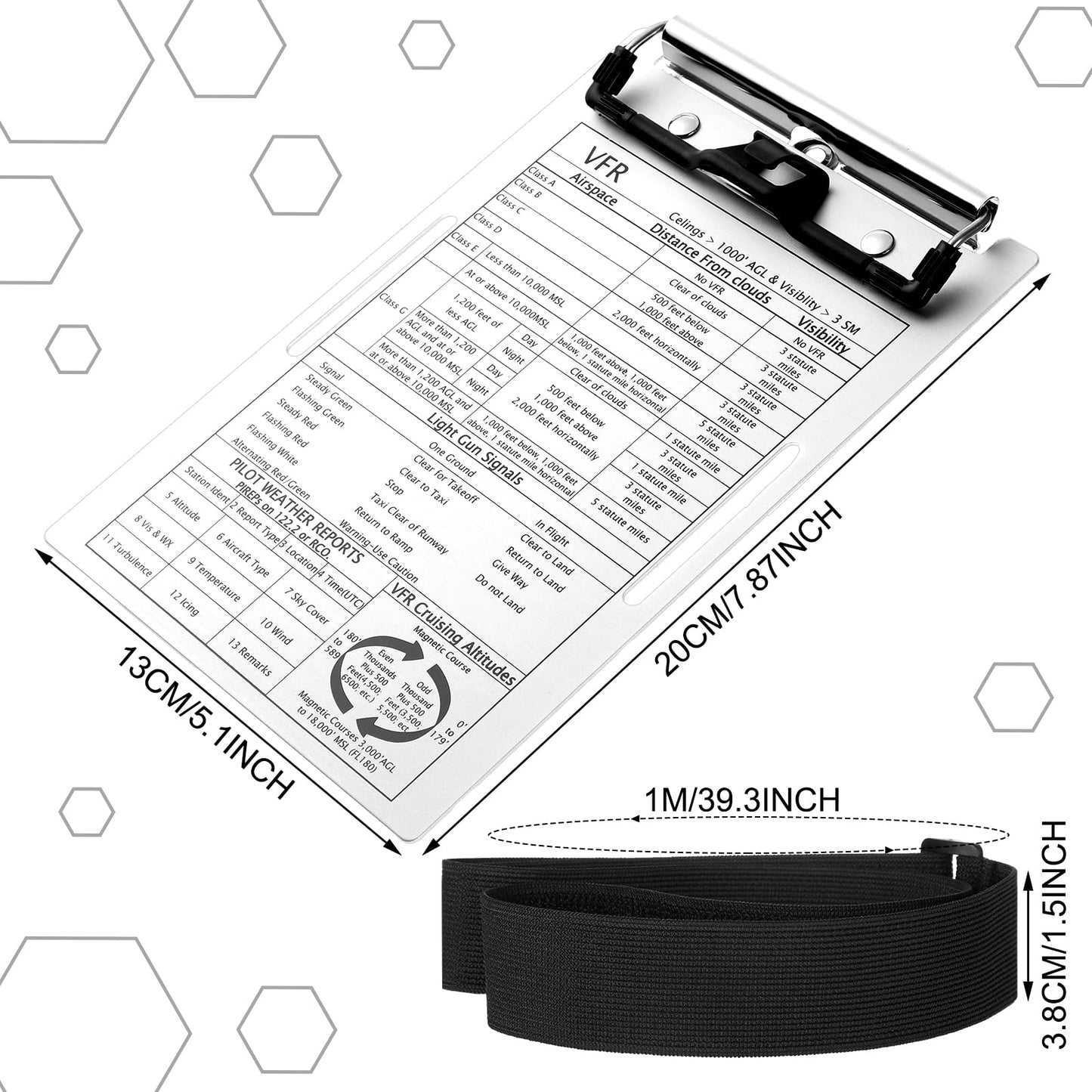 Eaasty VFR Pilot Kneeboard Aluminum Aviation Kneeboard Pilot Notepad with Pen Holder and Elastic Strap for Pilot Writing(1 Set)