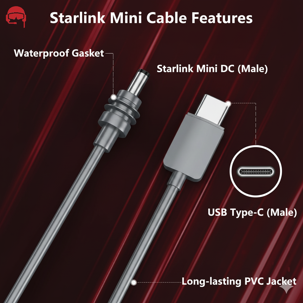 Starlink Mini 10FT USB-C to DC Cable