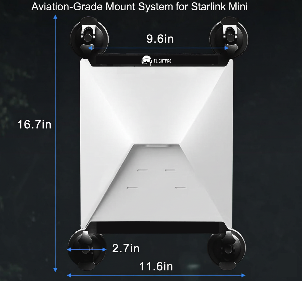 Starlink Mini Secure Suction Cup Mount and 10FT USB-C to DC Cable – Turbulence-Stable Starlink Antenna Kit