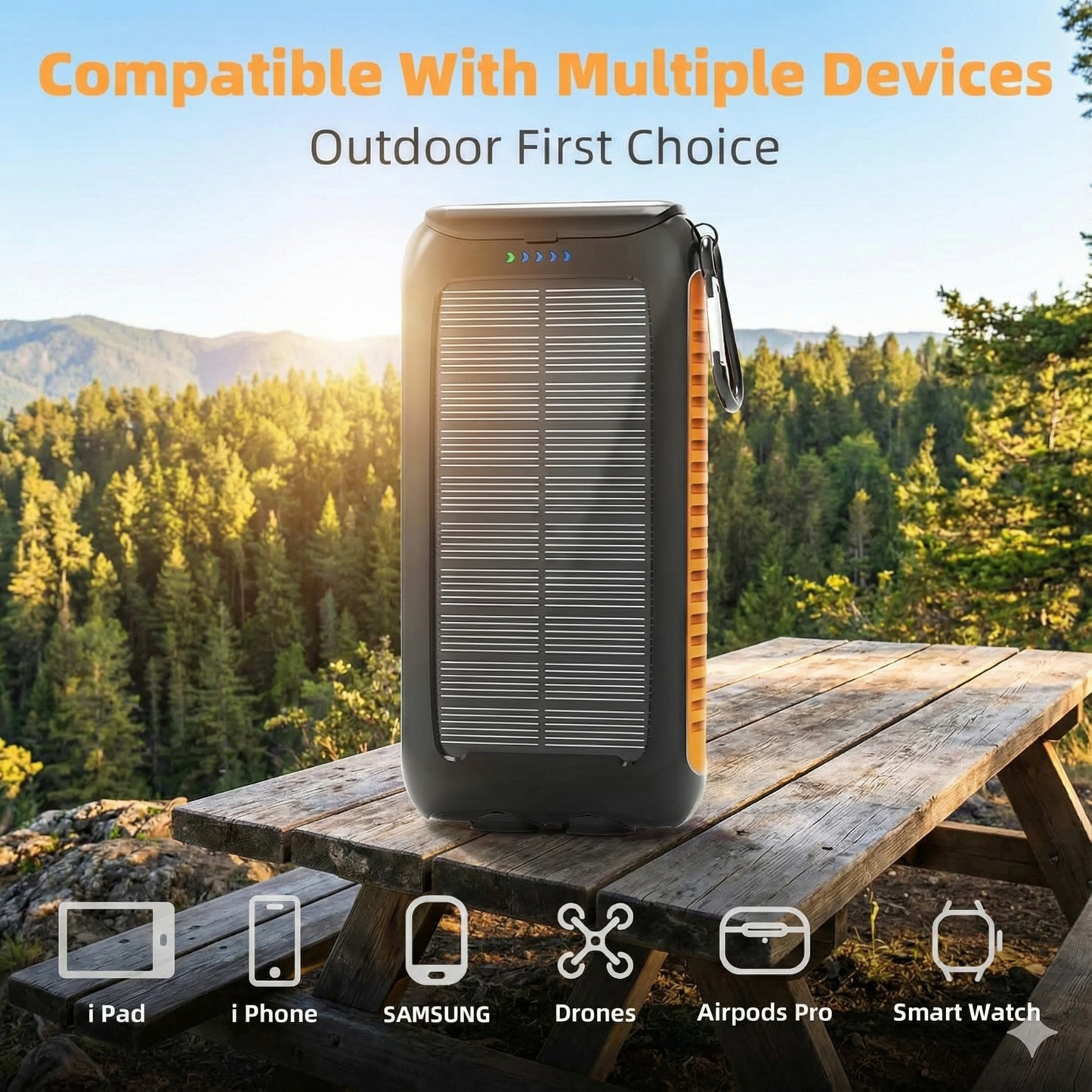 Ultra-High Capacity 49800mAh Solar Power Bank – Waterproof Outdoor Charger with Type-C + Dual USB Fast Charging