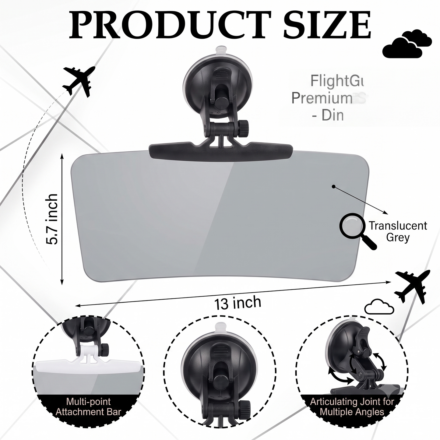 FlightPro Cockpit Sun Visor for Airplane Windshields | Cessna, Piper, GA Aircraft Sunshade