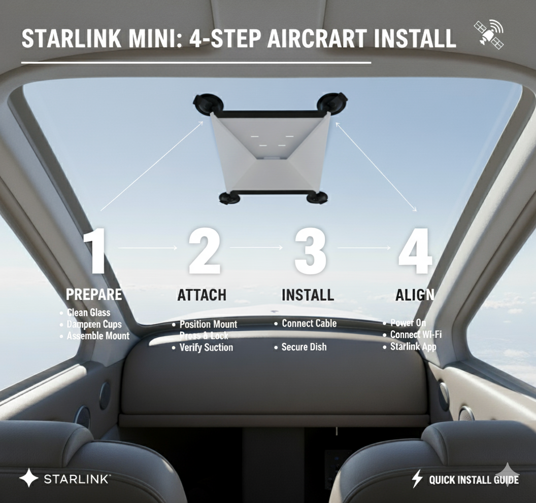 Starlink Mini Secure Suction Cup Mount and 10FT USB-C to DC Cable – Turbulence-Stable Starlink Antenna Kit