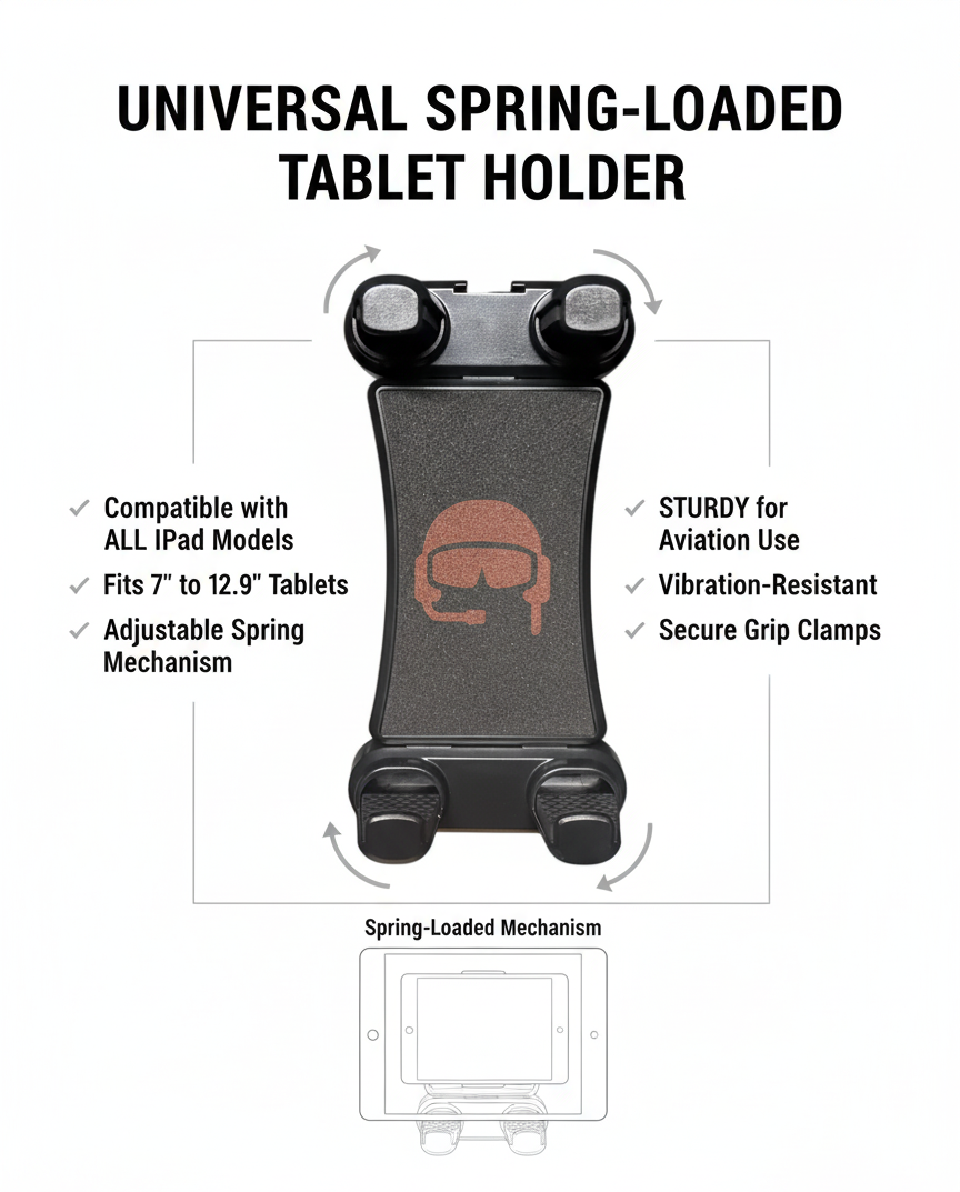 ProAviator Pilot Kneeboard for iPad & Phone (5-13"), 360° Rotating Aviation Mount with Adjustable Tilt, Fits iPad Pro, Air, Mini & Galaxy Tab