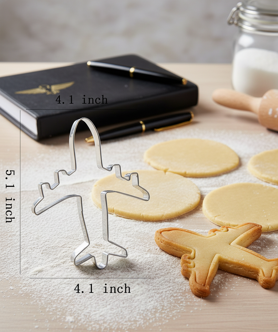 Premium Large Airplane Cookie Cutter (5.2") – Heavy-Duty Stainless Steel Aviation Mold for Cookies, Sandwiches, and Pilot Themed Parties