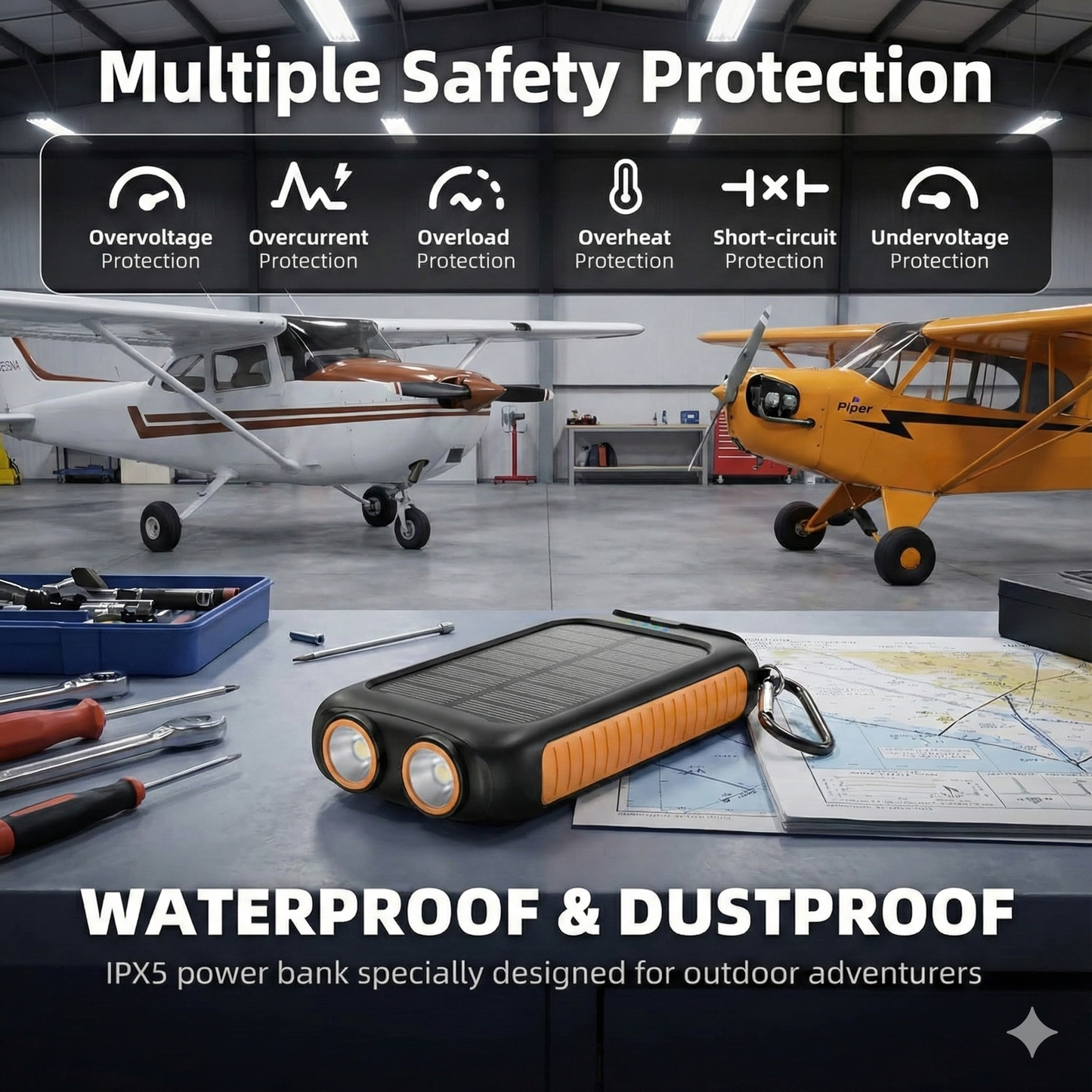 Ultra-High Capacity 49800mAh Solar Power Bank – Waterproof Outdoor Charger with Type-C + Dual USB Fast Charging