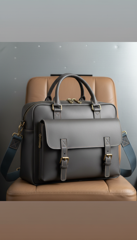 Leather Flight Bag With Organizer Panel